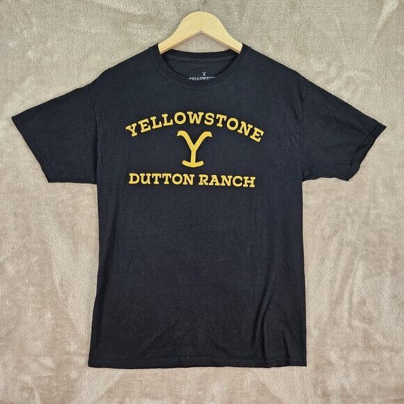 Yellowstone Dutton Ranch T-Shirt Spellout Logo Tee Cowboy (Measurement Photos) - Picture 2 of 10